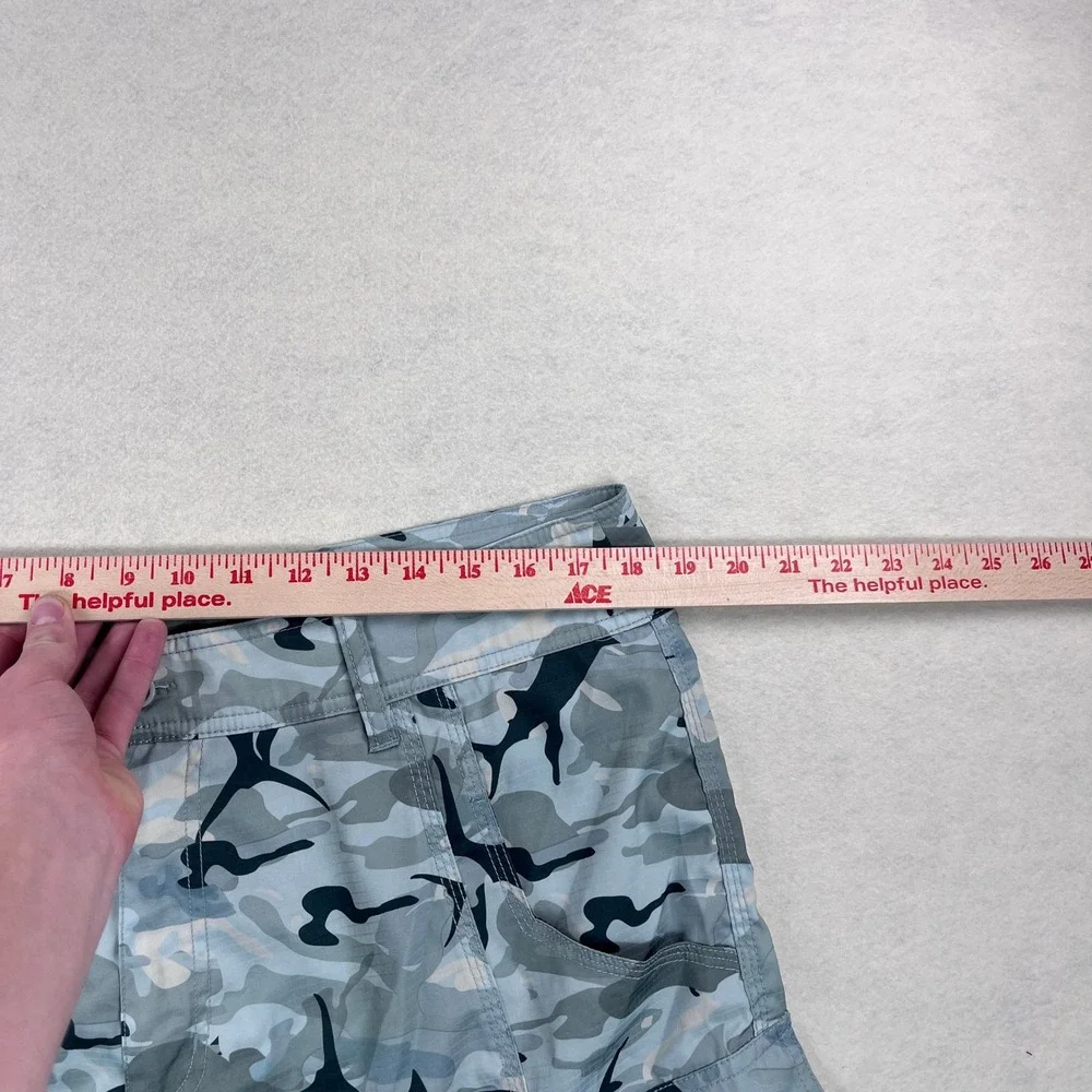 AFTCO Mens Blue Camo Marlin Print Fishing Shorts Size 36 Lightweight Cargo